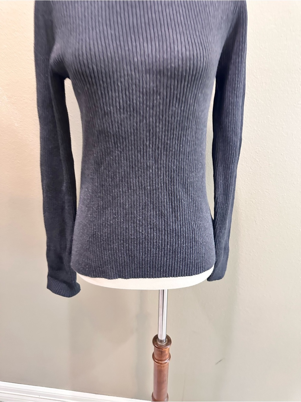 Lauren Ralph Lauren 100% Cotton Classic Ribbed Turtleneck Sweater - Charcoal S - Picture 5 of 13